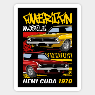 1970 Hemi Cuda Muscle Car Sticker